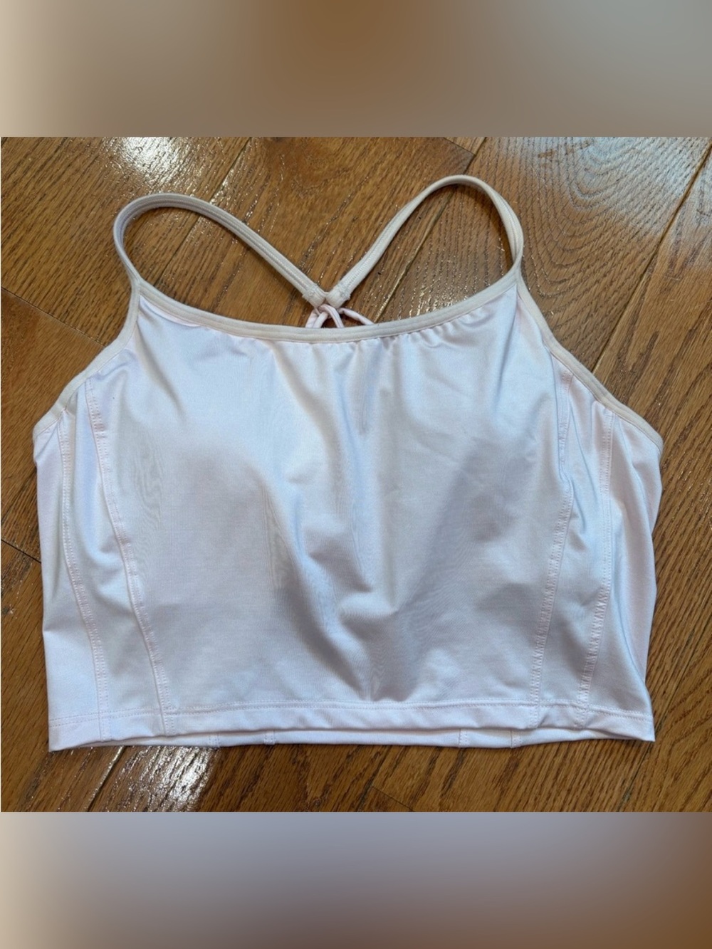 Athleta Medium Pink Longline Sports Bra Crop Tank Strappy Back Yoga Activewear
